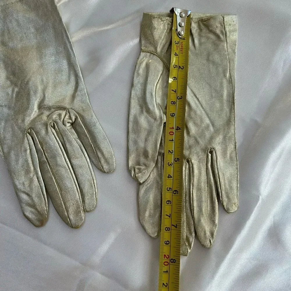 Vintage gold evening gloves XS